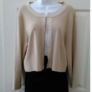 Carmen Marc Valvo - Beige L/S Cropped Sweater - XL